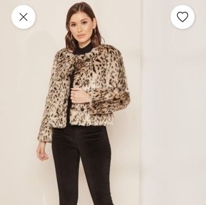 NEW J. CREW Cropped Snow Leopard Long Sleeve Coat